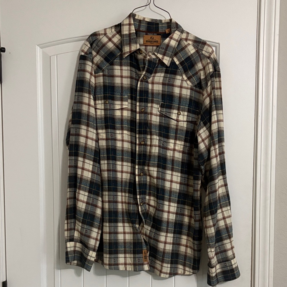 RedHead Navy and Beige Checkered Shirt Jacket